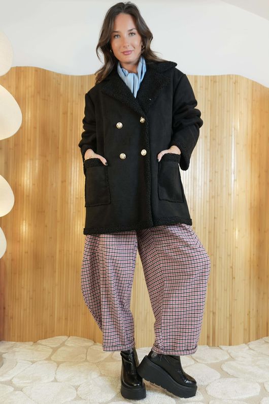 Aviator Oversized Shearling Jacket Black /3 